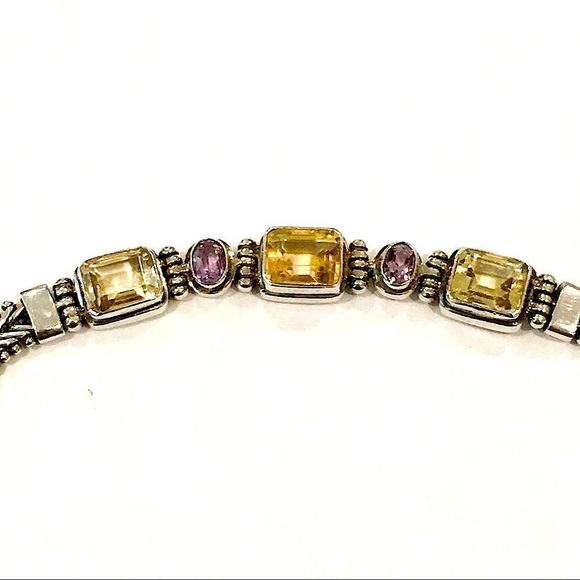 Bali Sterling Amethyst, Citrine, Quartz Bracelet - Picture 3 of 16